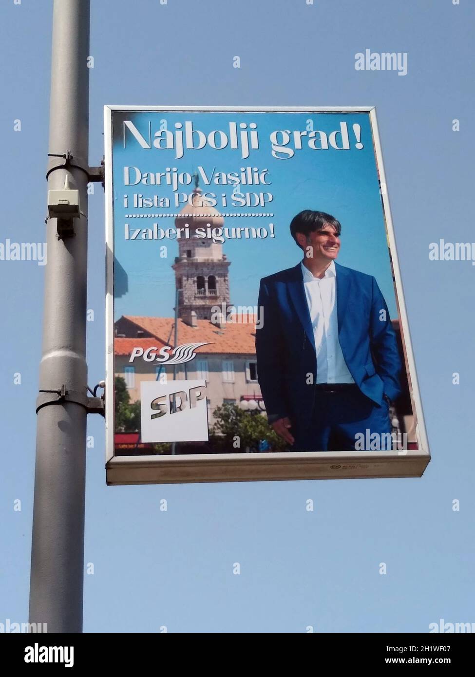 Wahlwerbung für Darijo Vasilić auf Grad Krk Banque D'Images