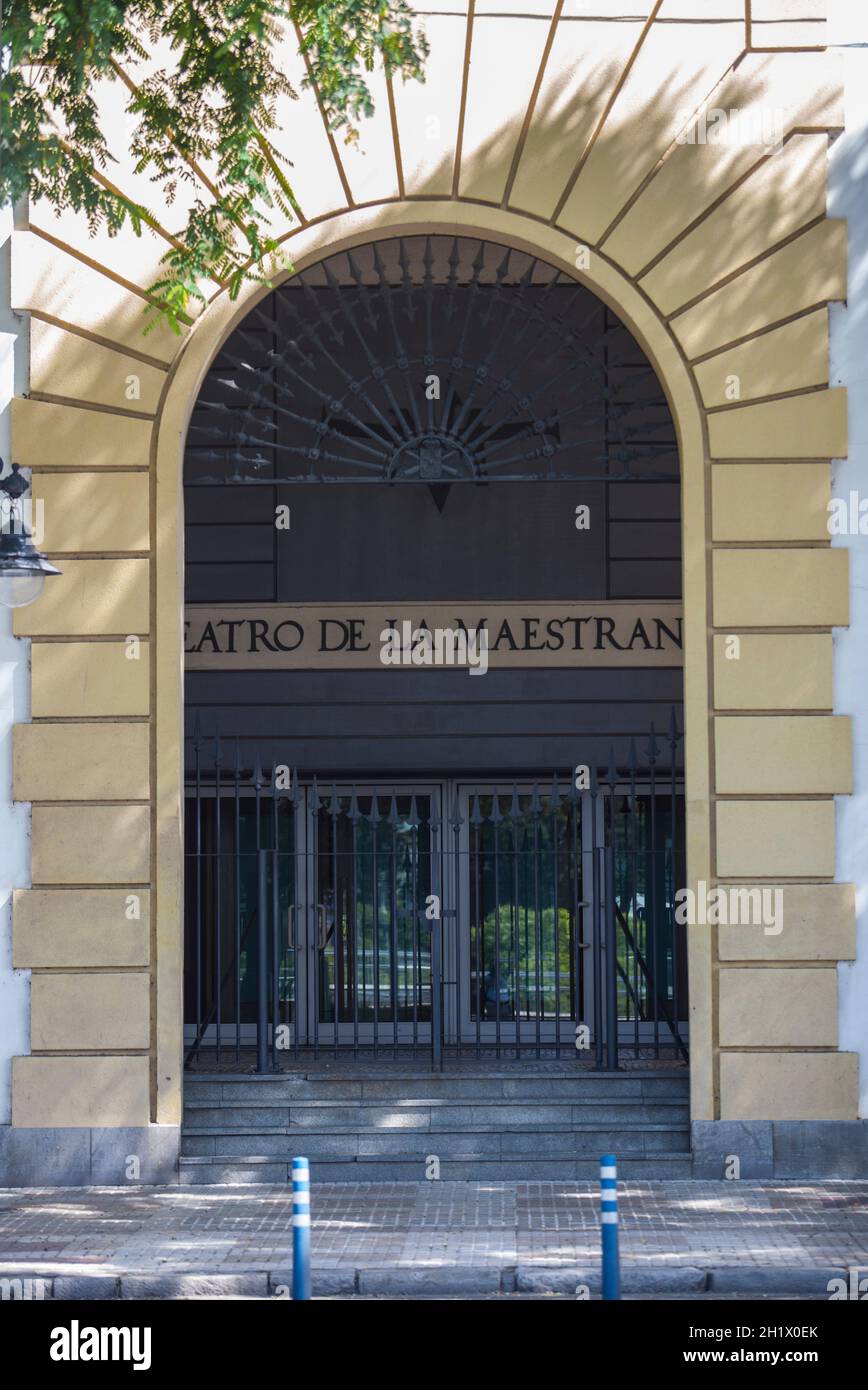 Séville, Espagne - 27 septembre 2020 : porte du Teatro de la Real Maestranza, opéra situé à Séville, Espagne Banque D'Images