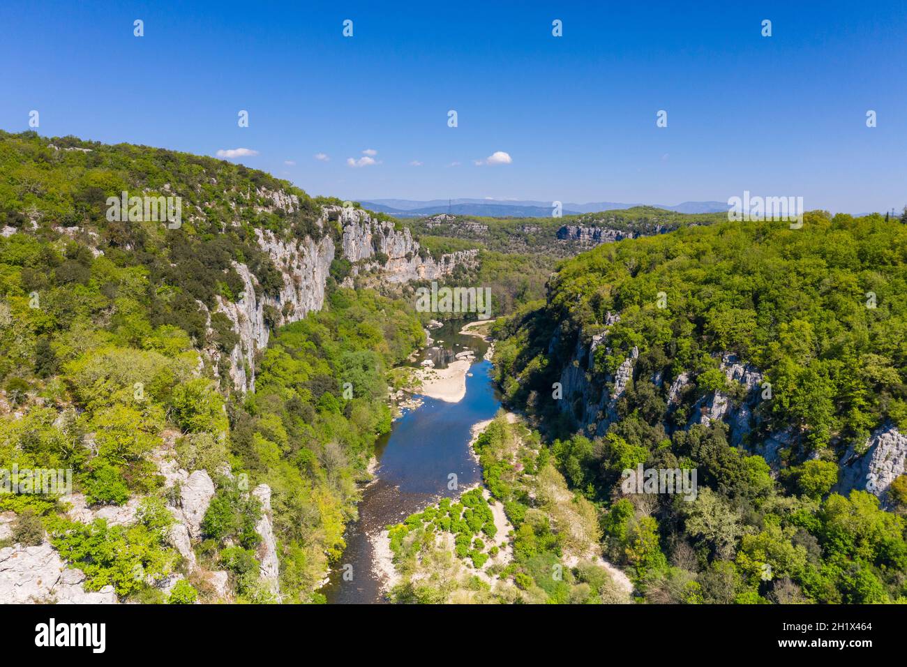 France, Ardèche, Parc naturel régional des Monts d'Ardèche, Berrias et Casteljau, Bois de Paiolive, Gorges du Banque D'Images