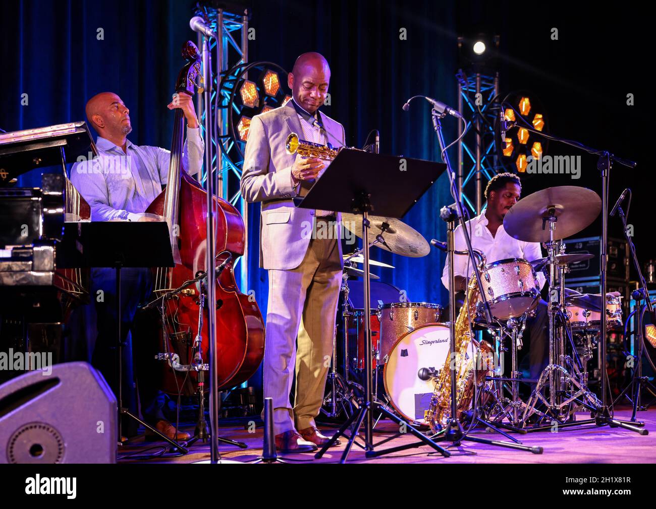 Cracovie, Pologne - 11 juillet 2021 : le Quatuor Branford Marsalis est en direct à la 26e édition du Festival de Jazz d'été à Cracovie Banque D'Images