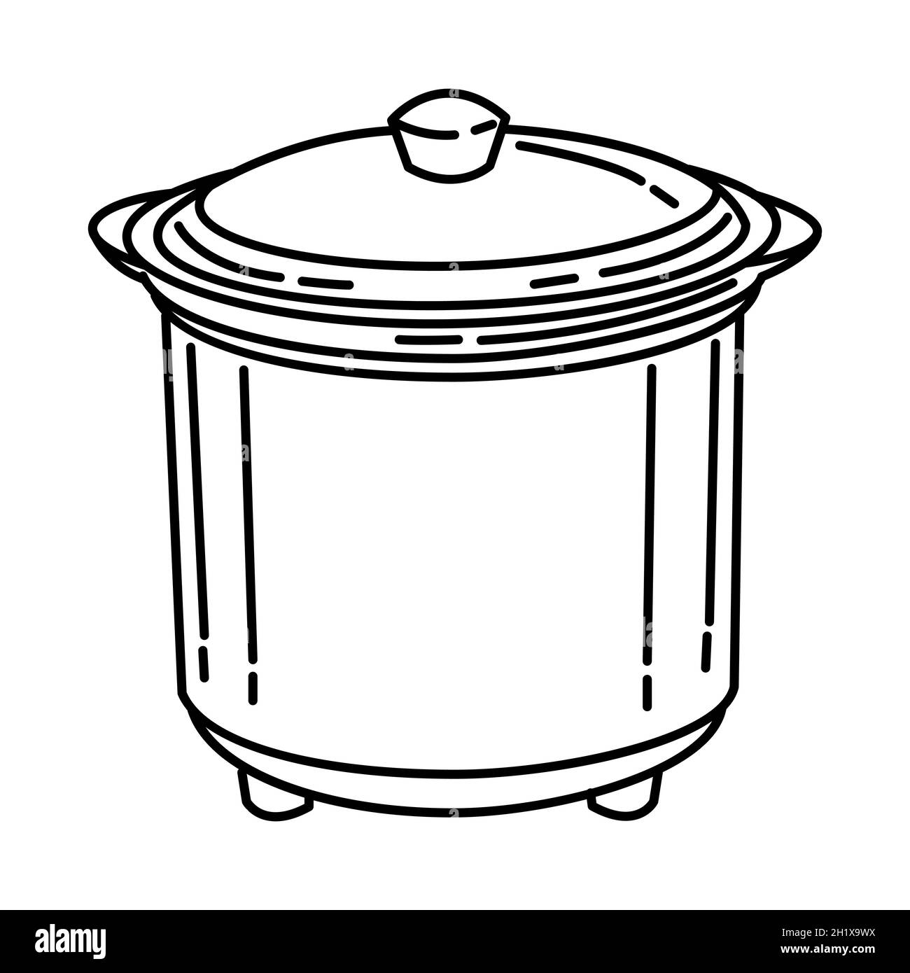Cuiseur à vaisselle fait partie de la cuisine Accessoires et équipement appareil icône dessinée à la main Set Vector. Illustration de Vecteur