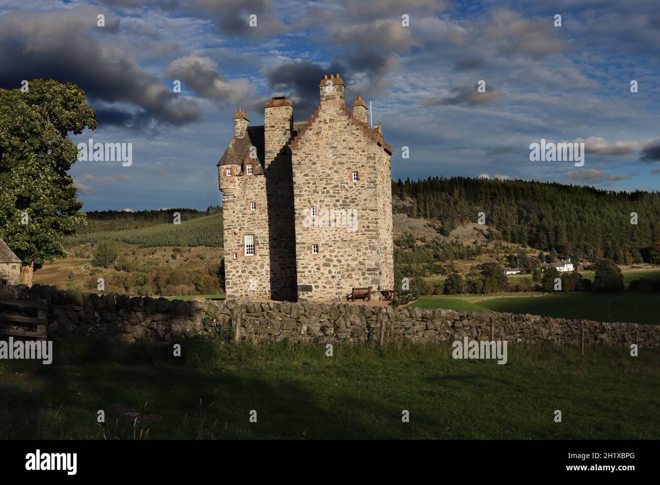 Le château de Forter, construit en 1560 à Perthshire, en Écosse. Banque D'Images