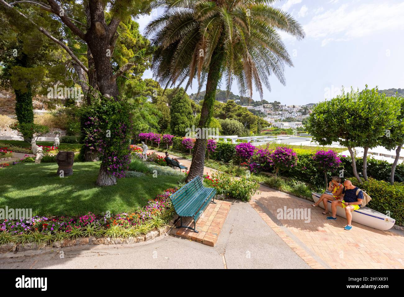 Île de Capri, Italie - 28 juin 2021 : jardins d'Auguste, jardins botaniques sur l'île de Capri Banque D'Images