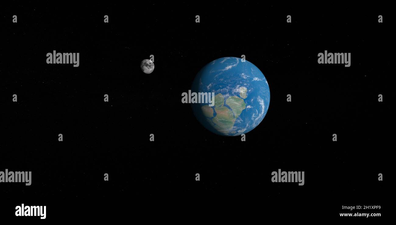 Le supercontinent Rodinia dans la planète Terre et la lune Banque D'Images