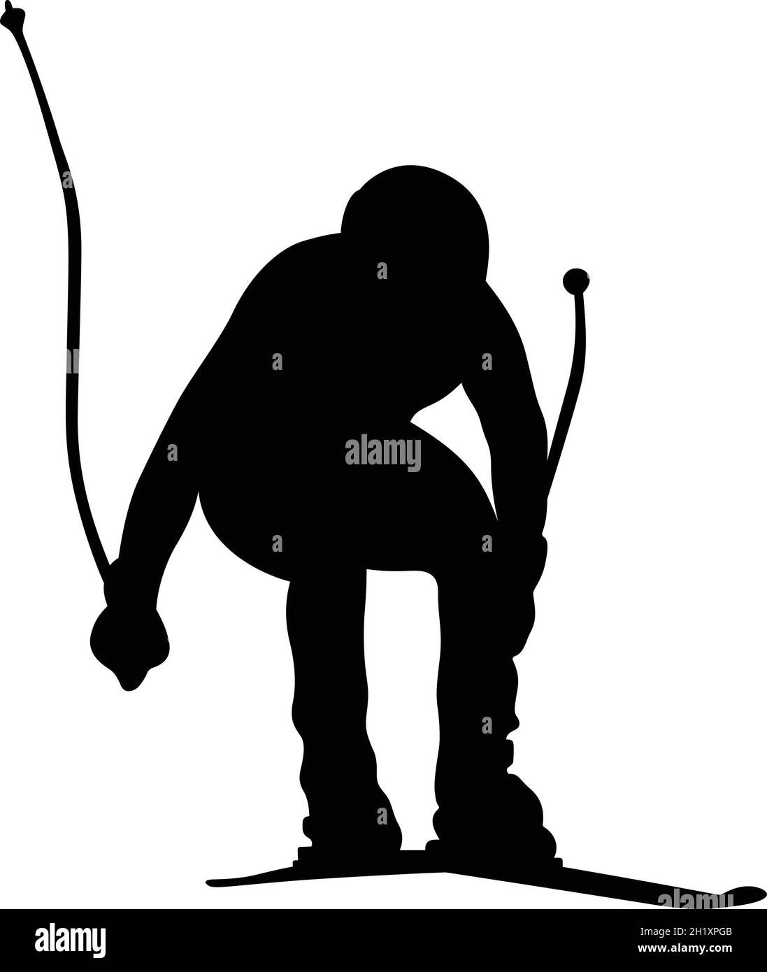 skieur mâle ski alpin ski alpin silhouette noire Illustration de Vecteur