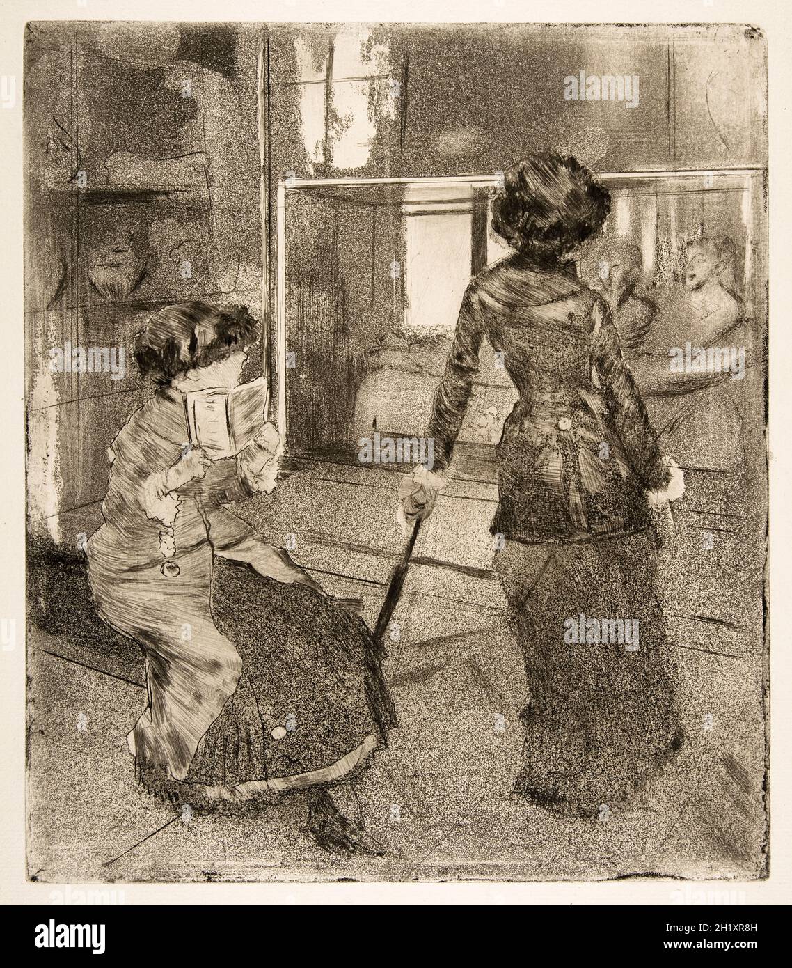 Mary Cassatt au, le Louvre : la galerie Etruscan, imprimé en point sec et en aquatint par Edgar Degas, 1879-1880 Banque D'Images