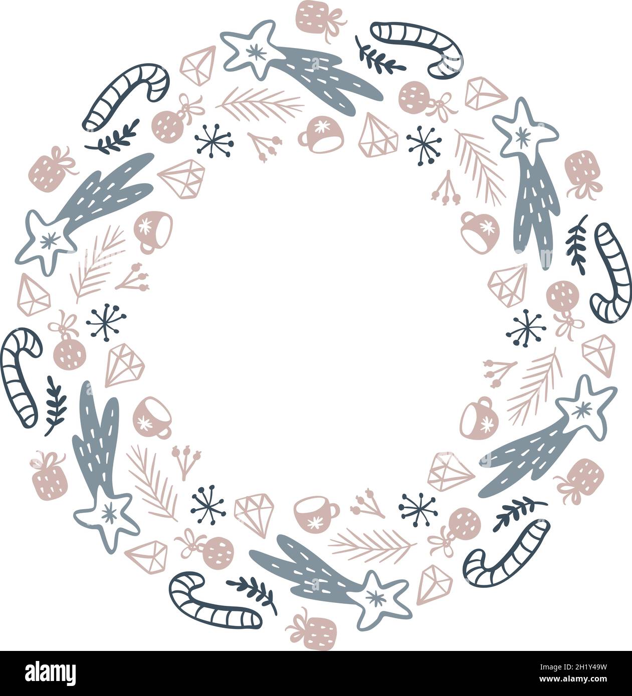 Cadre Rond De Noel Avec Emplacement Pour Le Texte Vector Bordure Couronne Carte De Vœux Pour Les Vacances D Hiver Joyeux Noel Et Bonne Annee Image Vectorielle Stock Alamy