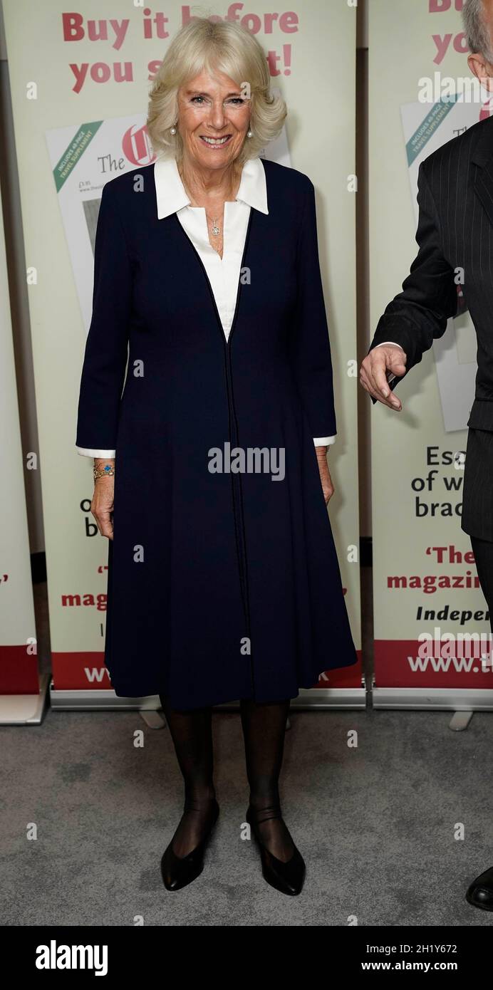 La duchesse de Cornouailles arrive aux Oldie de l'année Awards, au Savoy Hotel, Londres.Date de la photo: Mardi 19 octobre 2021. Banque D'Images