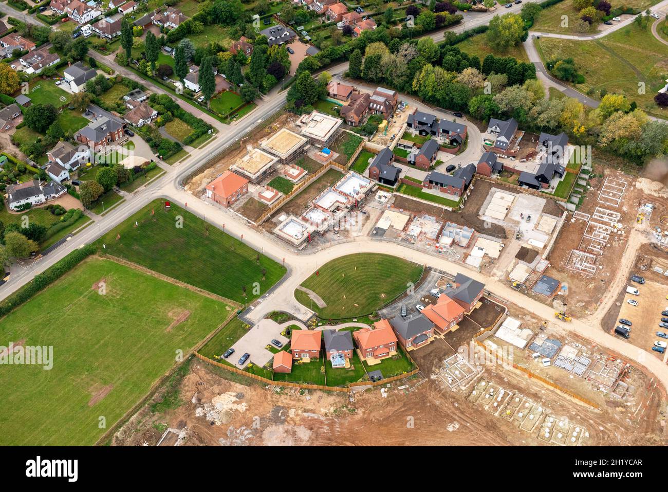 Image aérienne de Keyworth dans le Nottinghamshire Angleterre Royaume-Uni Banque D'Images