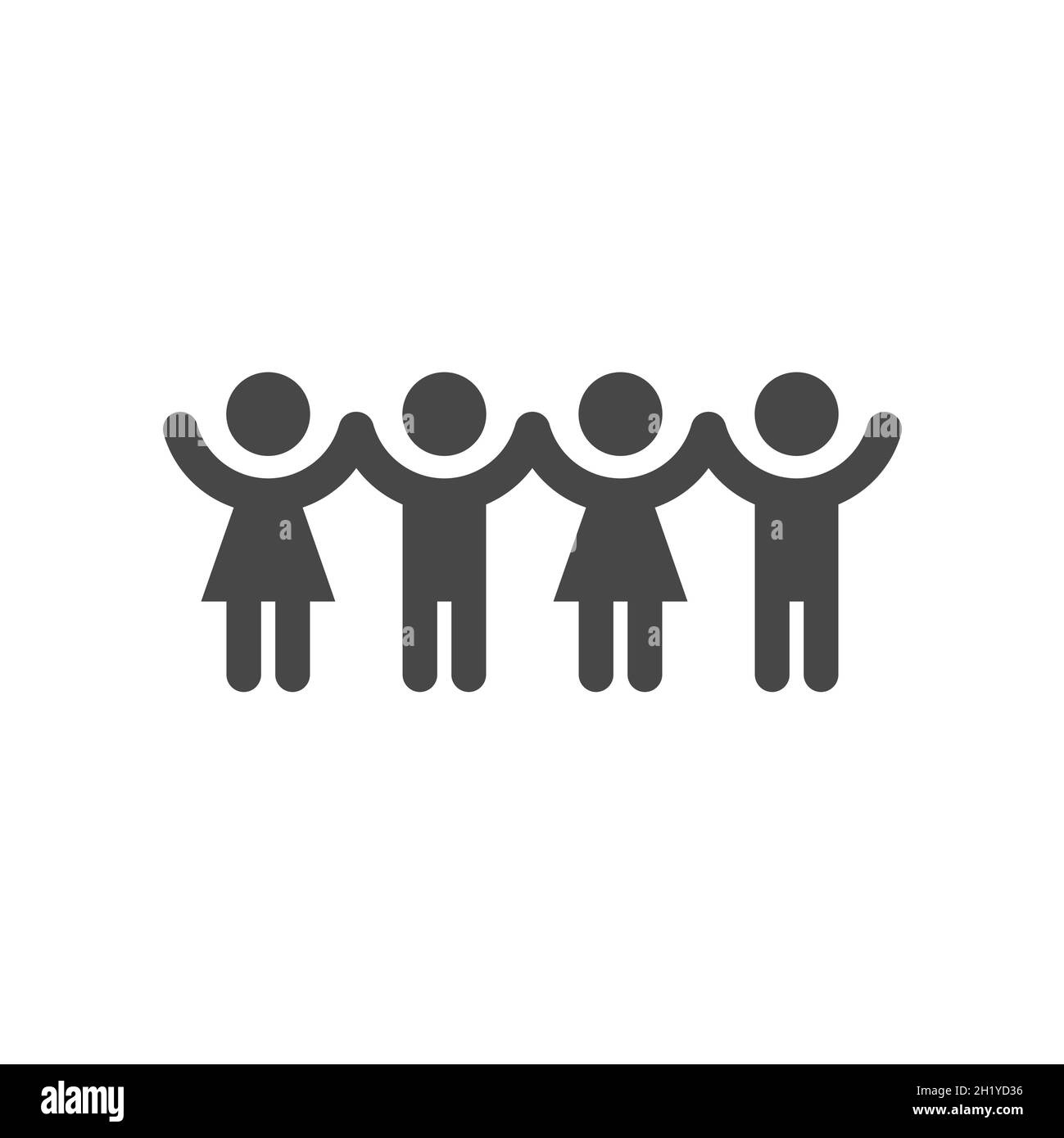 Enfants tenant des mains icône vectorielle noire.Symbole enfants, garçons et filles. Illustration de Vecteur