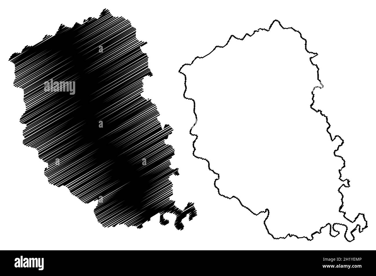District de Mathura (État de l'Uttar Pradesh, République de l'Inde) carte illustration vectorielle, scribble esquisse carte Mathura Illustration de Vecteur