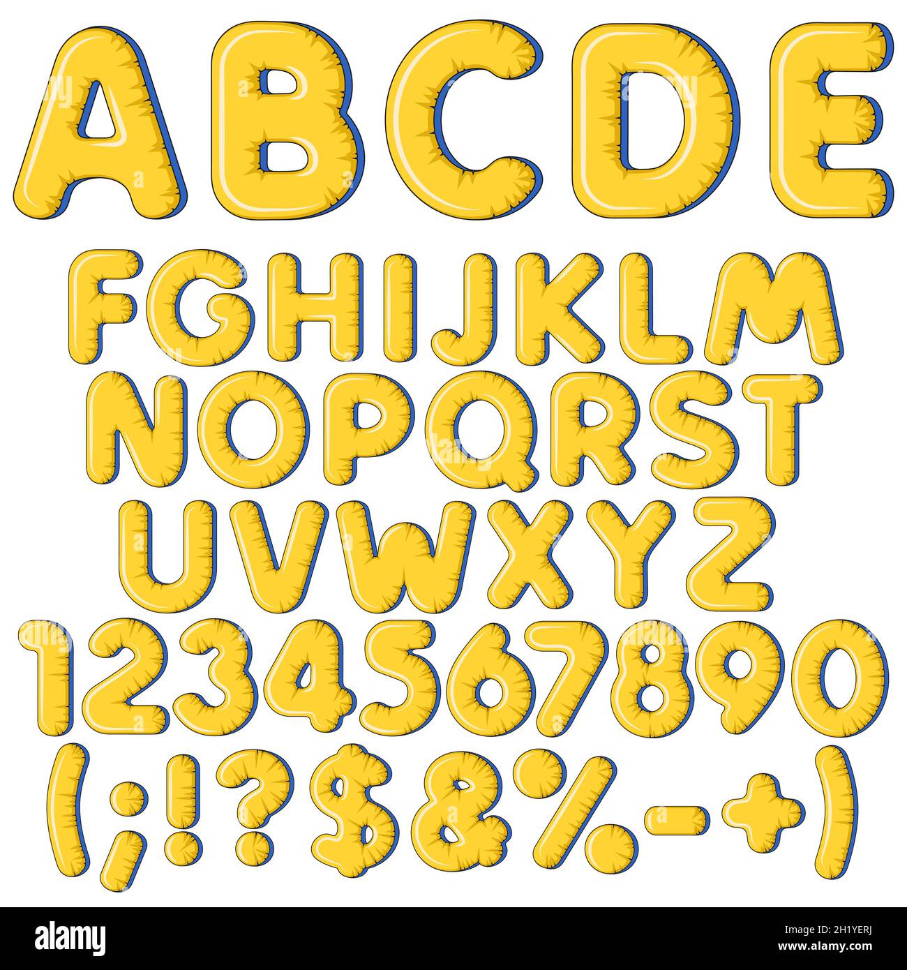Alphabet gonflable, lettres, chiffres et signes.Ensemble d'objets vectoriels isolés colorés sur fond blanc. Illustration de Vecteur