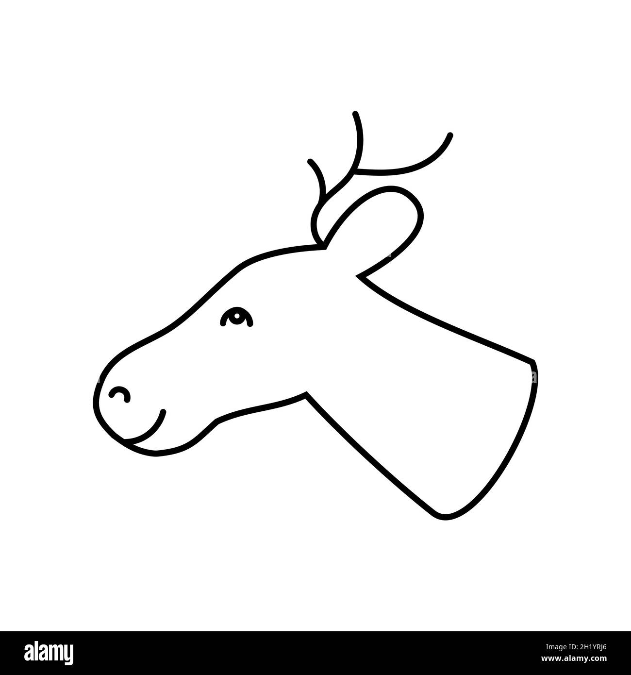 Icône de ligne fine Deer. Illustration du vecteur animal de Noël. Illustration de Vecteur