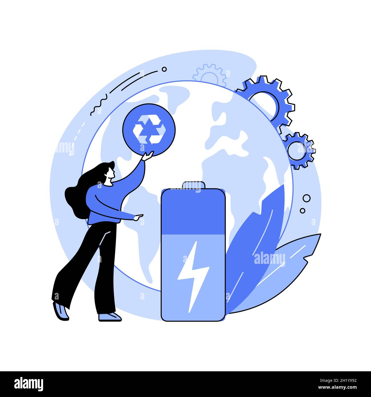 Illustration vectorielle abstraite du concept de recyclage de la batterie. Illustration de Vecteur