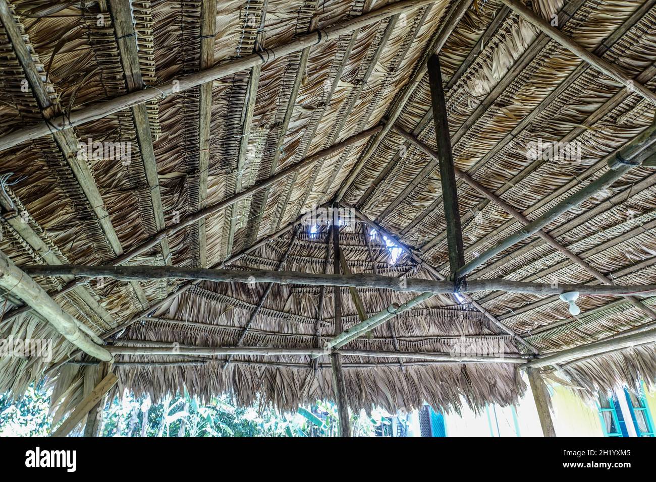 Toit de chaume à Suretka, Costa Rica. Banque D'Images