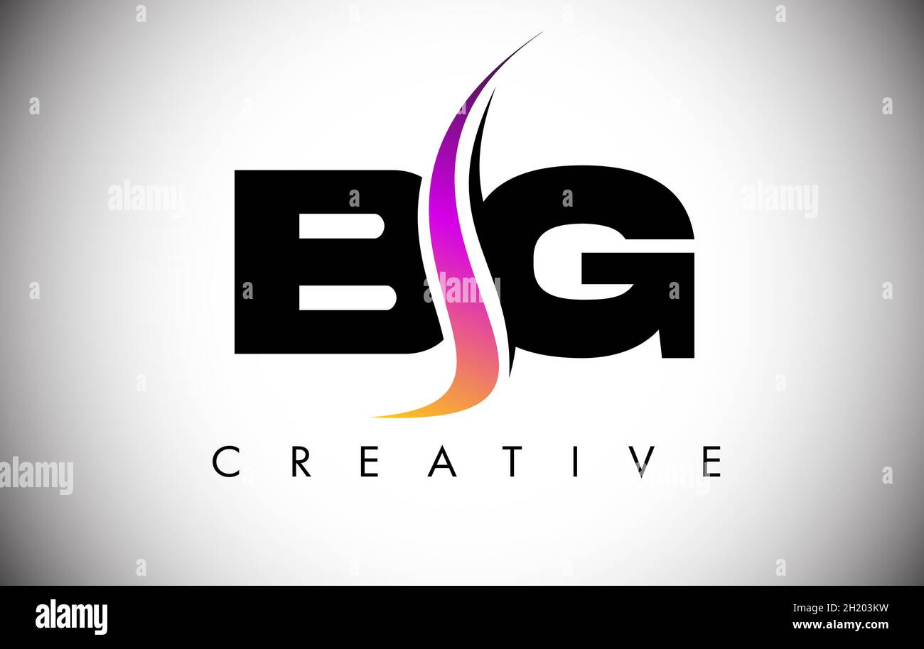 Logo BG Letter avec Shoosh créatif et illustration vectorielle d'aspect moderne.Logo BG Letter Icon de forme incurvée au milieu Illustration de Vecteur