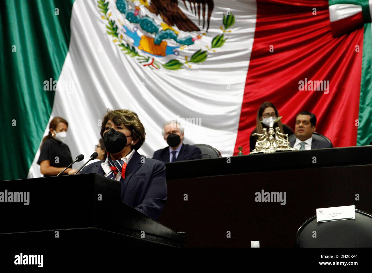 Non exclusif : le président de la Chambre des députés mexicaine, Sergio Gutierrez, et le président du Tribunal électoral de la magistrature de la Banque D'Images