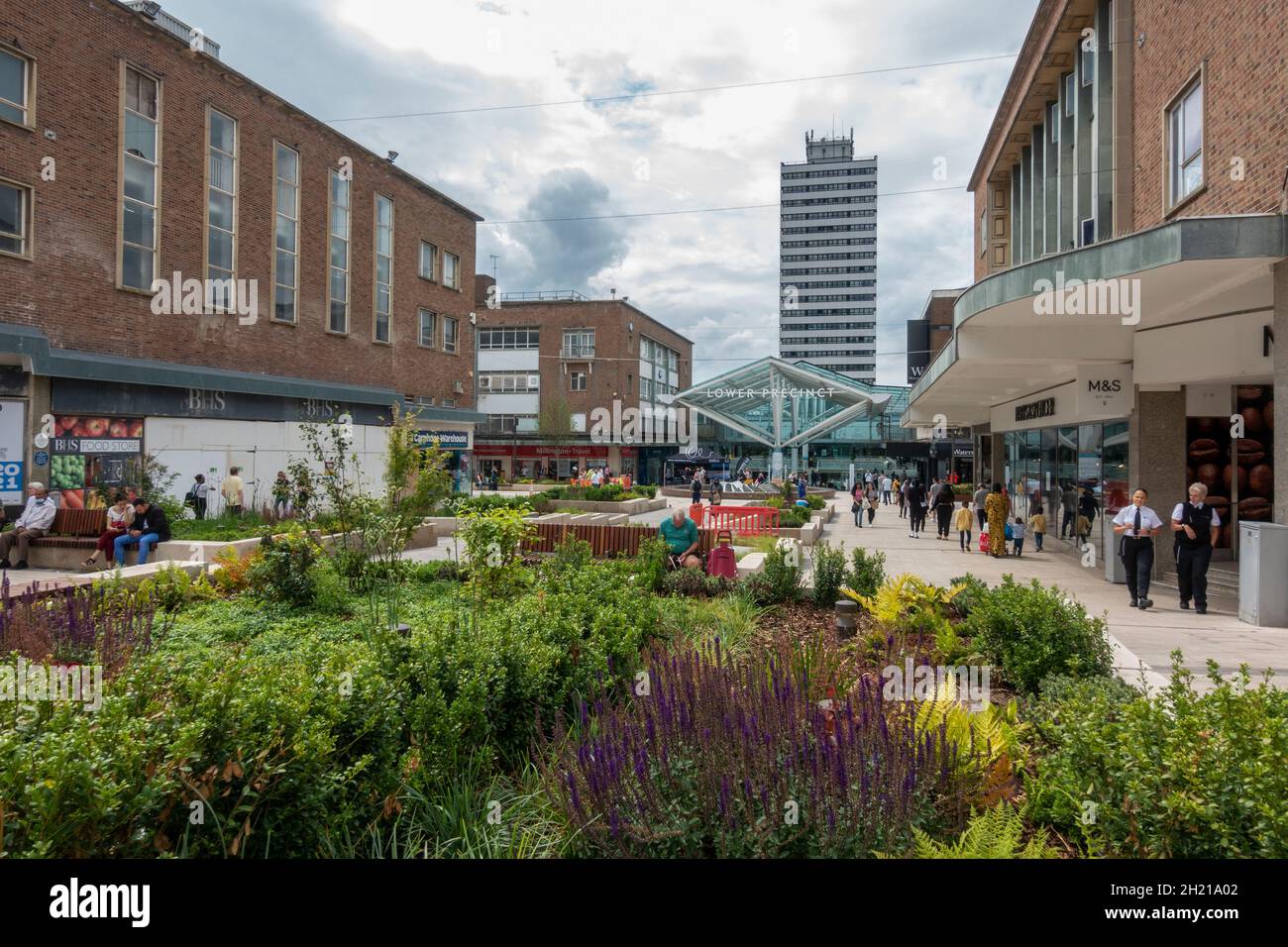 Centre commercial du Lower Precinct à Coventry, West Midlands, Royaume-Uni. Banque D'Images