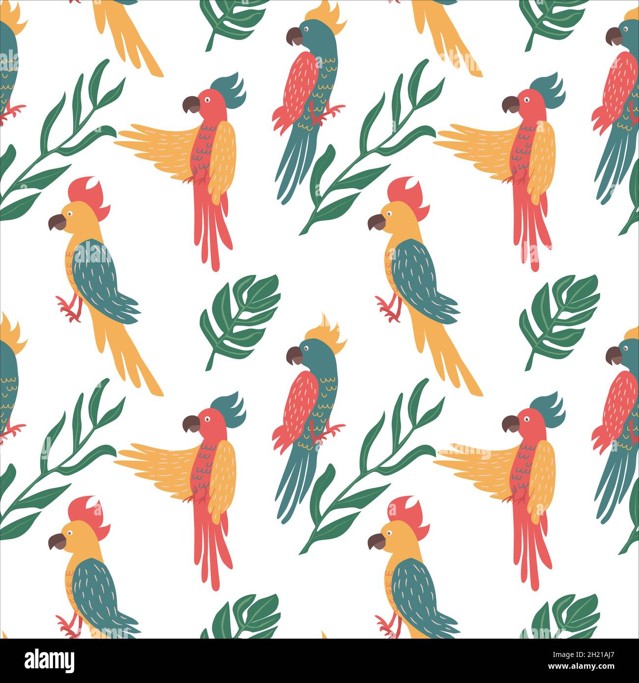 Perroquets exotiques sans couture.Arrière-plan des oiseaux tropicaux.Illustration vectorielle isolée Illustration de Vecteur