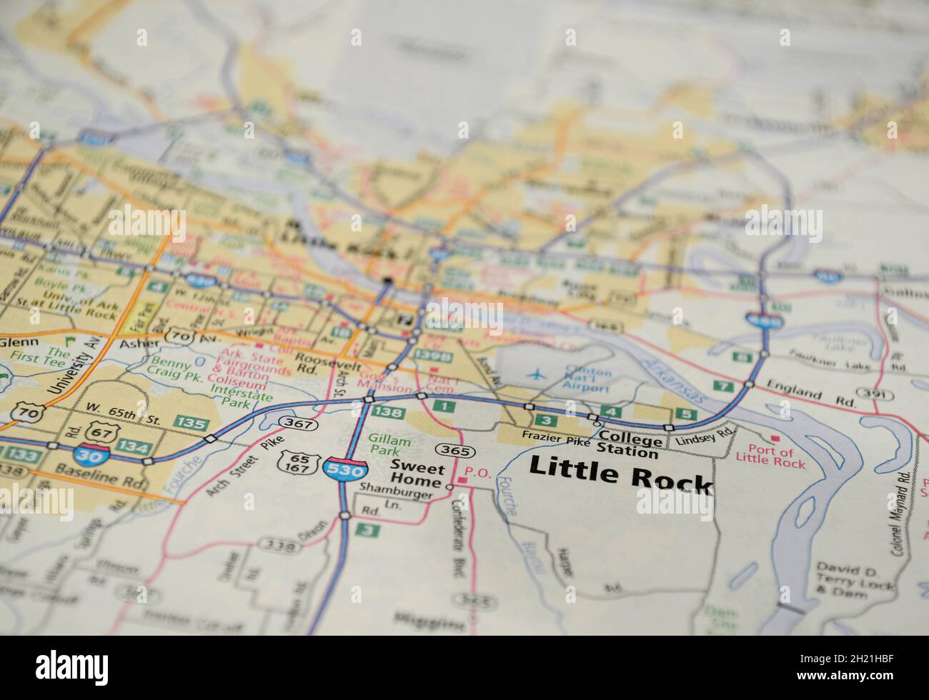 Carte de la ville de Little Rock, AR Banque D'Images