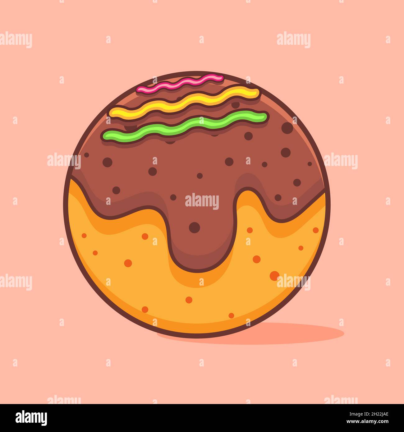 illustration vectorielle isolée de la nourriture japonaise takoyaki de style plat Illustration de Vecteur