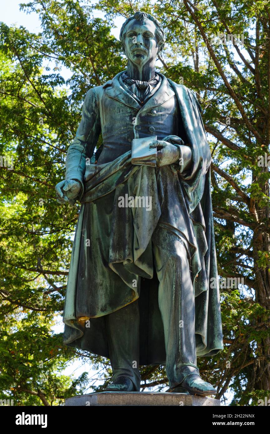 Août Comte von Platen Hallermuende, poète, statue, Ansbach, Franconie,Bavière, Allemagne Banque D'Images