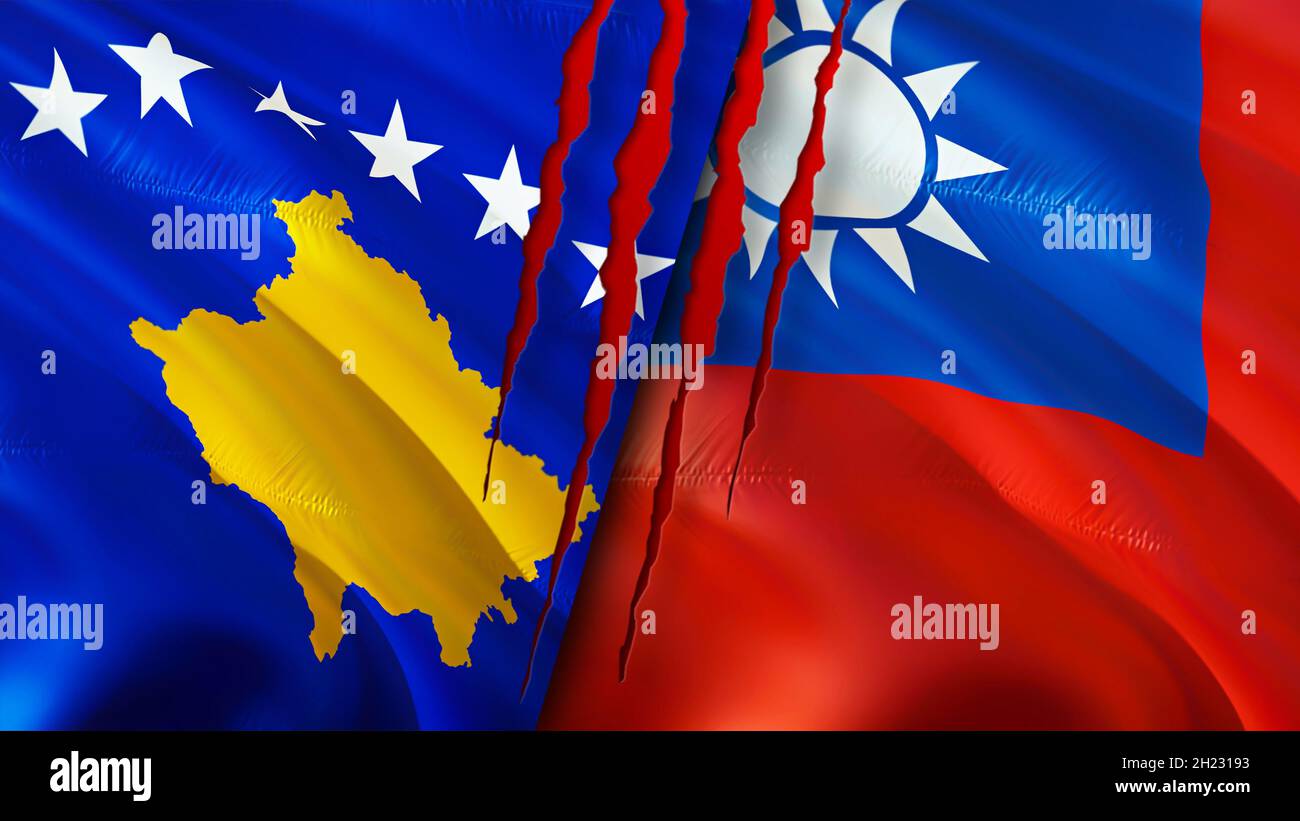 Le Kosovo et Taiwan sont des drapeaux à la cicatrice.Drapeau d