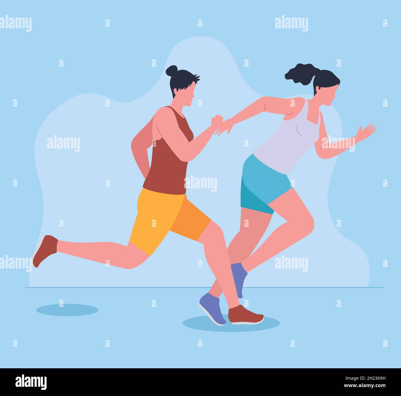 deux sportswomen courant marathon Illustration de Vecteur