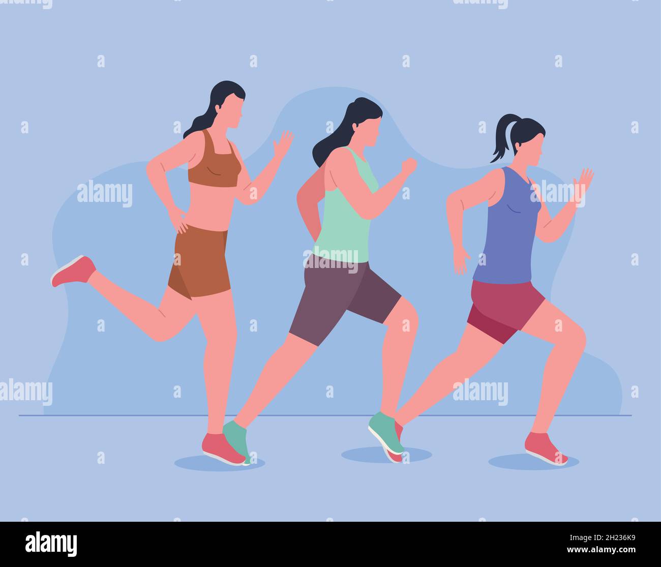marathon sportswomen running Illustration de Vecteur