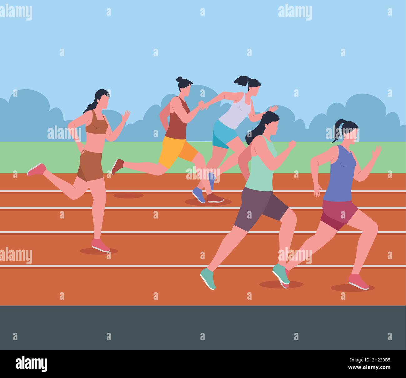 les femmes athlètes en marathon Illustration de Vecteur