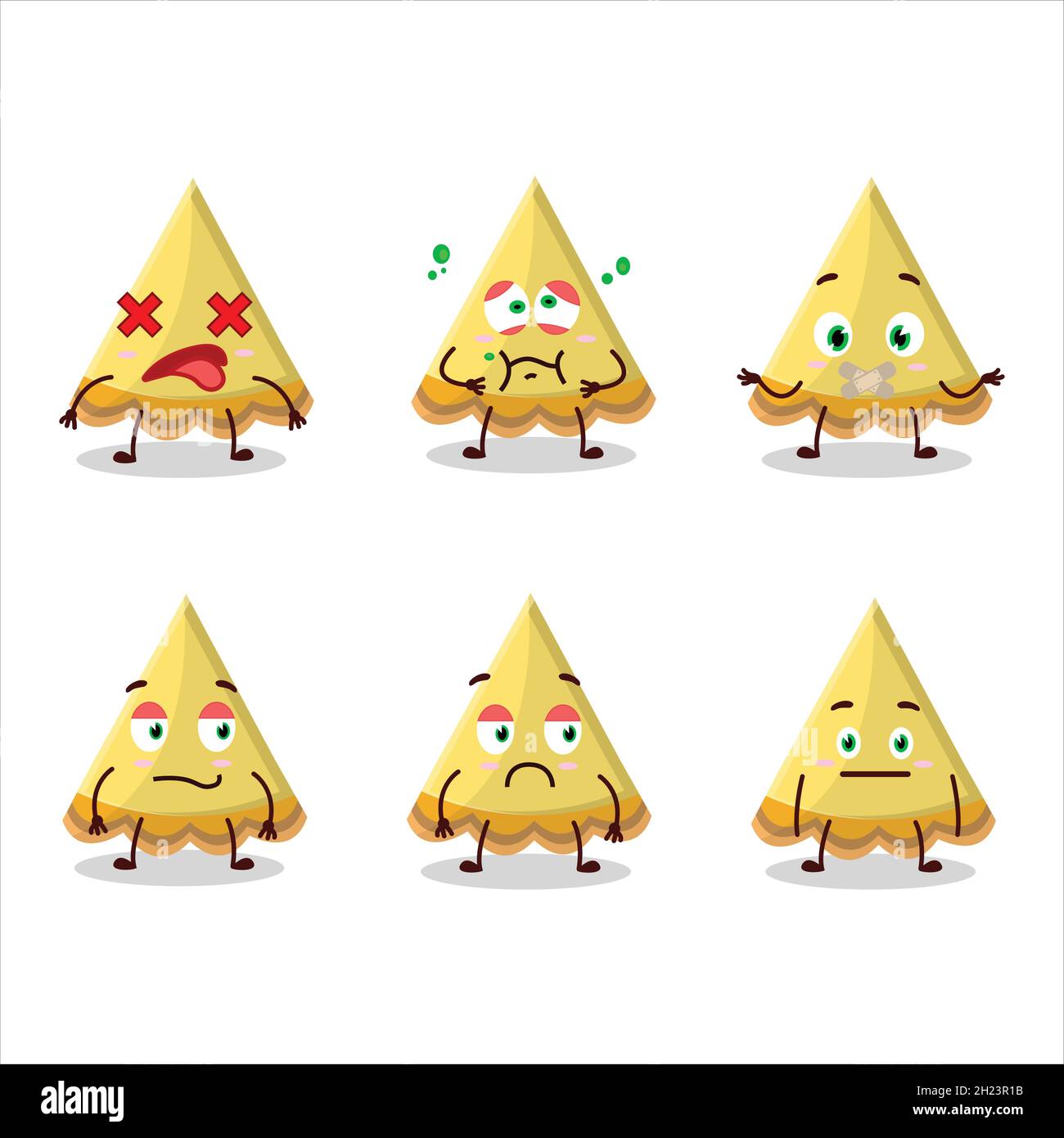 Tranche de personnage de dessin animé citron avec expression de corde.Illustration vectorielle Illustration de Vecteur