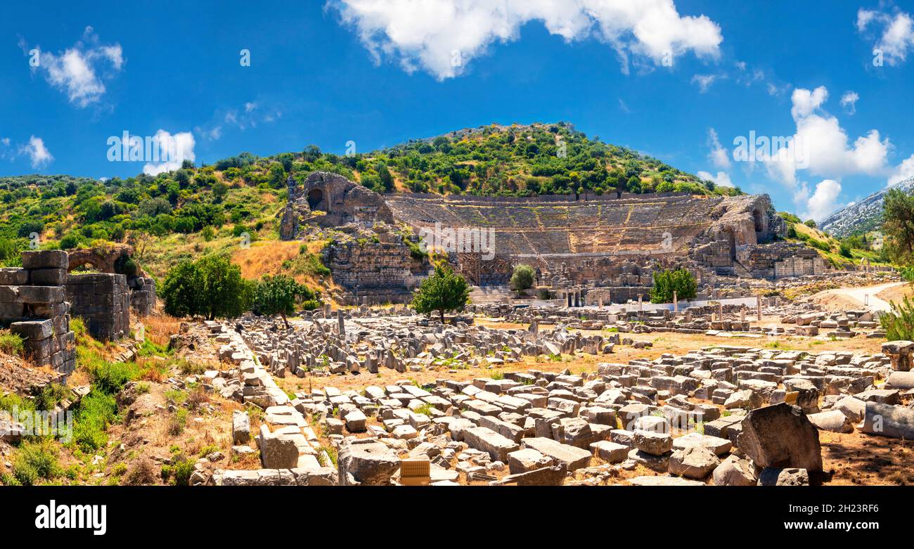 Ephèse, ville ancienne et grand amphithéâtre. Banque D'Images