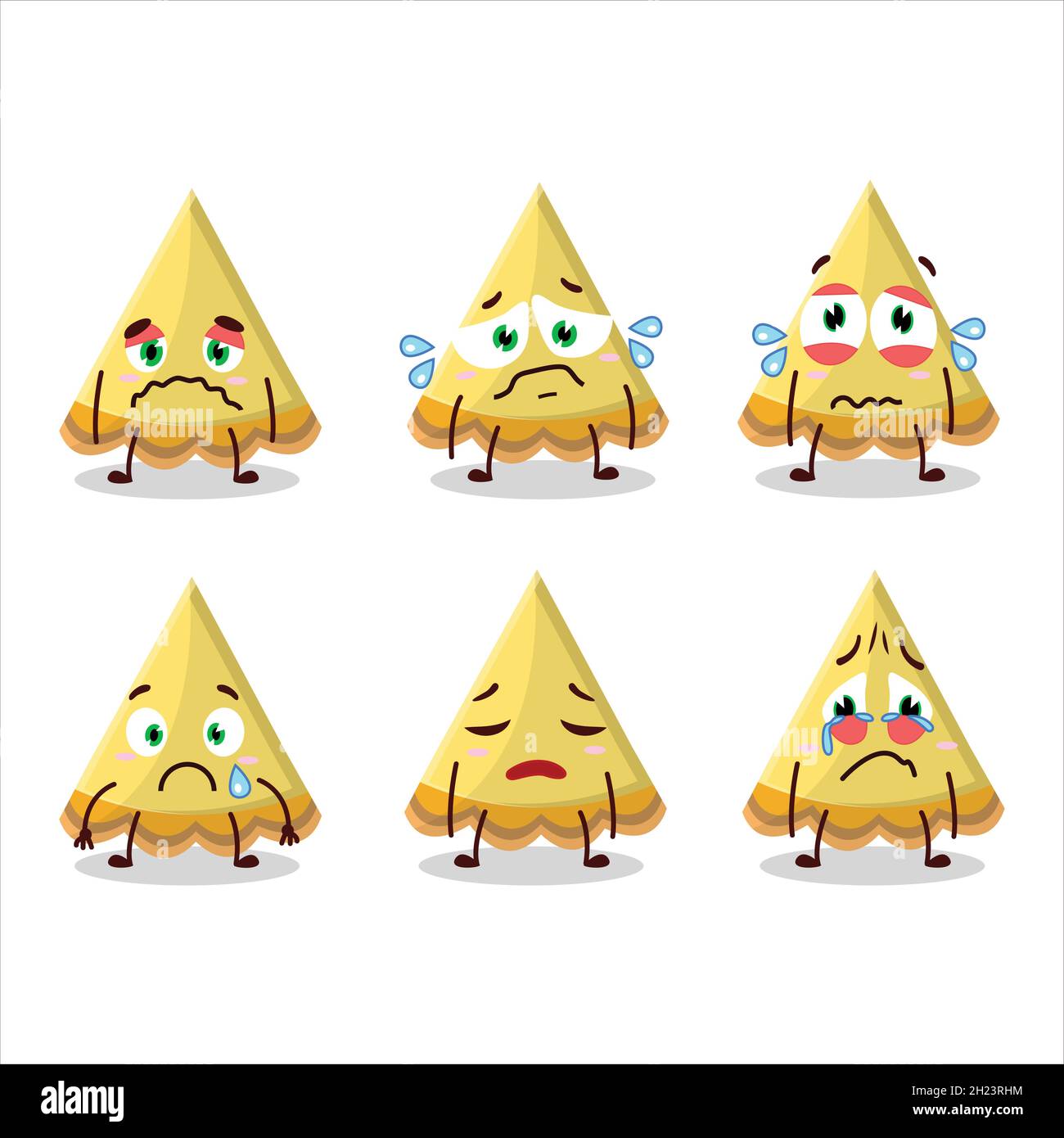 Tranche de personnage de dessin animé citron avec une expression triste.Illustration vectorielle Illustration de Vecteur