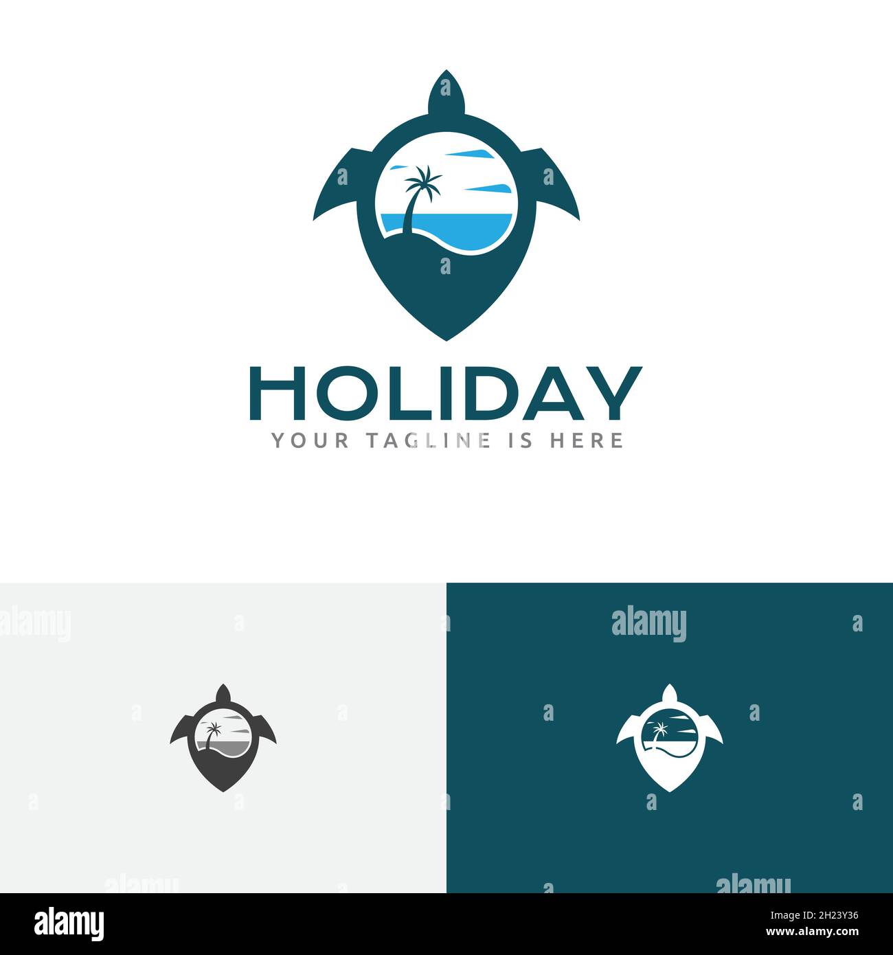 Sea Holiday PIN Map logo de la tortue Illustration de Vecteur