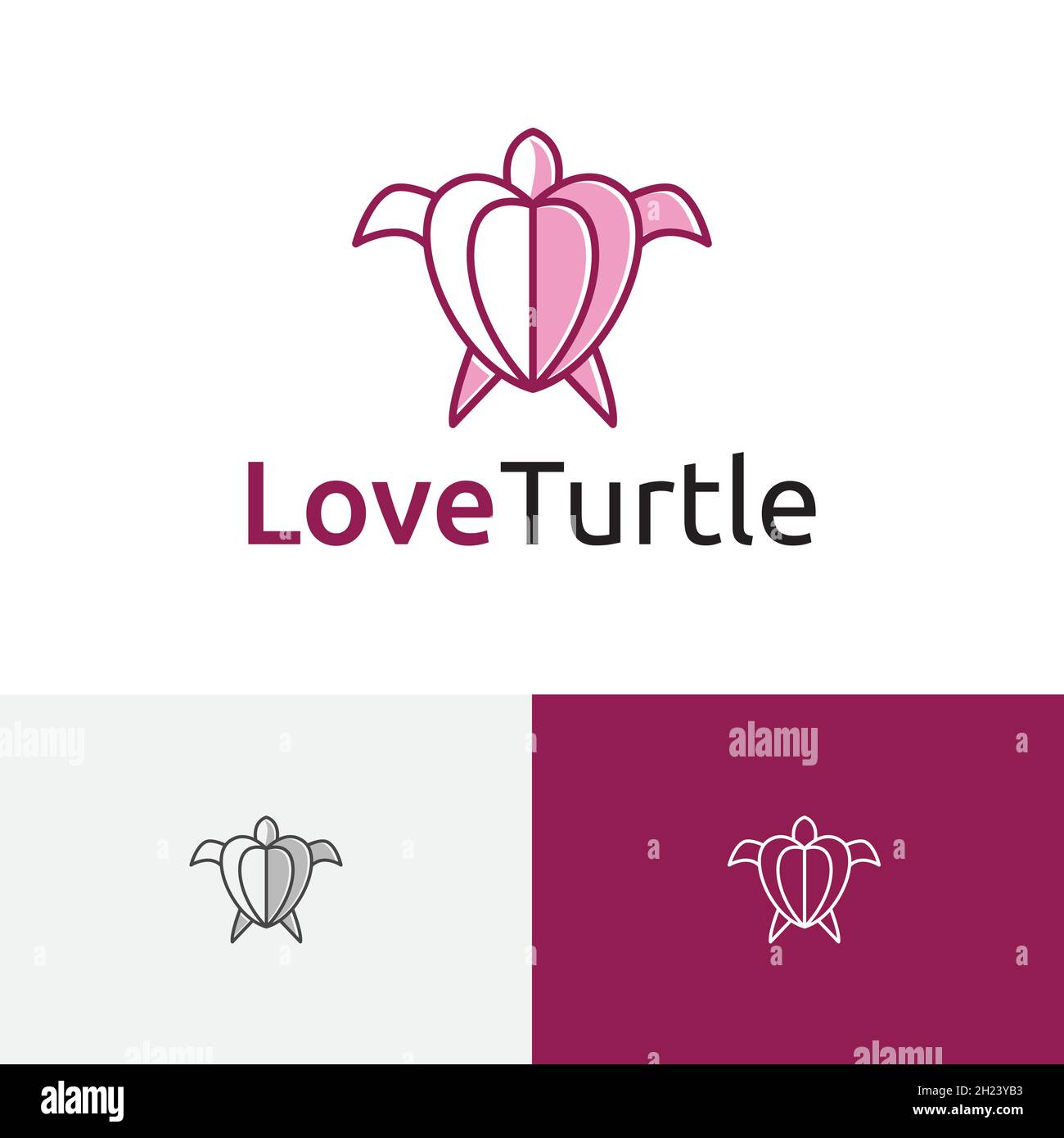 Logo « Love Heart Pink Leatherback Sea Turtle » Illustration de Vecteur