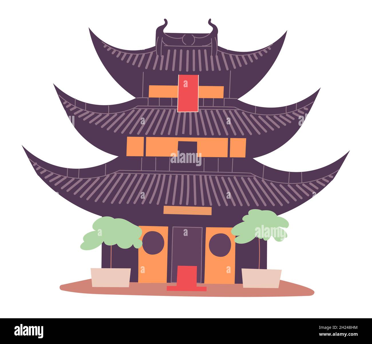 Ancienne tour chinoise structure traditionnelle patrimoine culturel historique Illustration de Vecteur