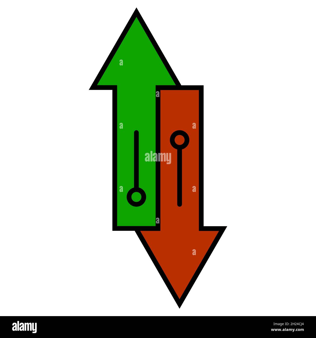 Icône de transfert de change flèche vers le haut et vers le bas la croissance et la chute des parts de crypto-monnaie Illustration de Vecteur