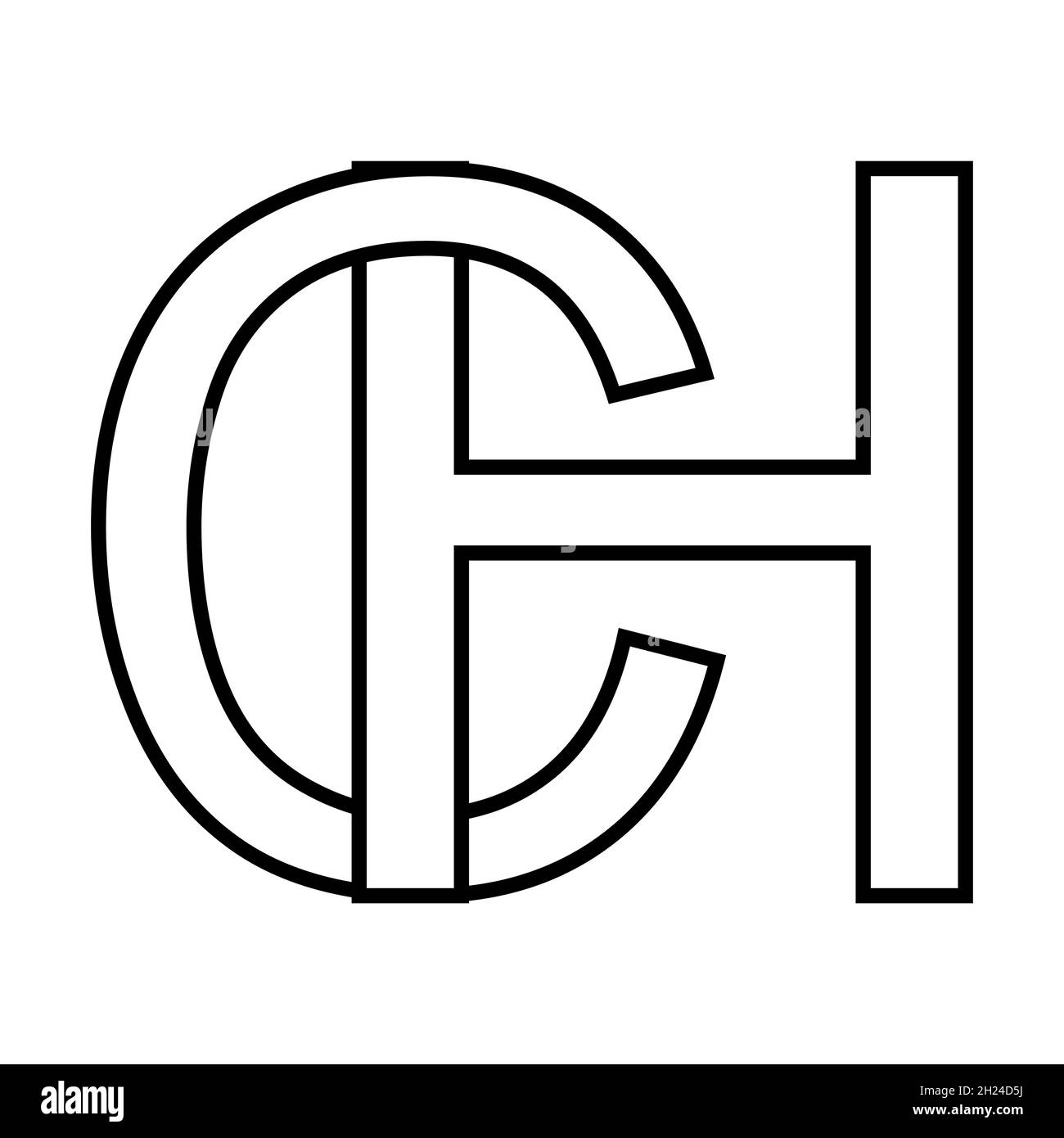 Logo signe hc ch icône signe lettres entrelacées c g logo hc, ch premières lettres majuscules motif alphabet h, c Illustration de Vecteur