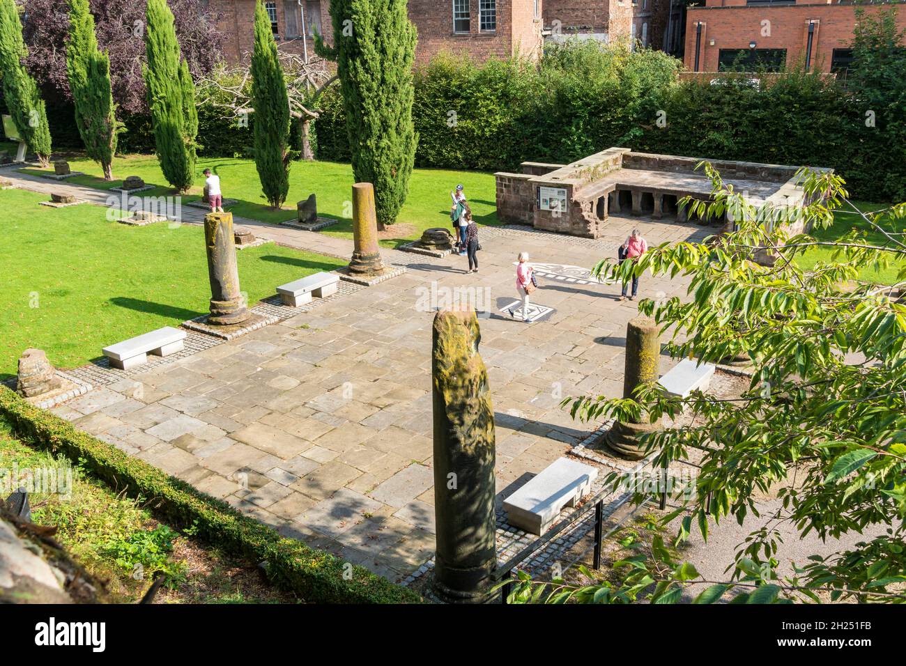 Jardins romains Chester depuis la promenade murale 2021 Banque D'Images