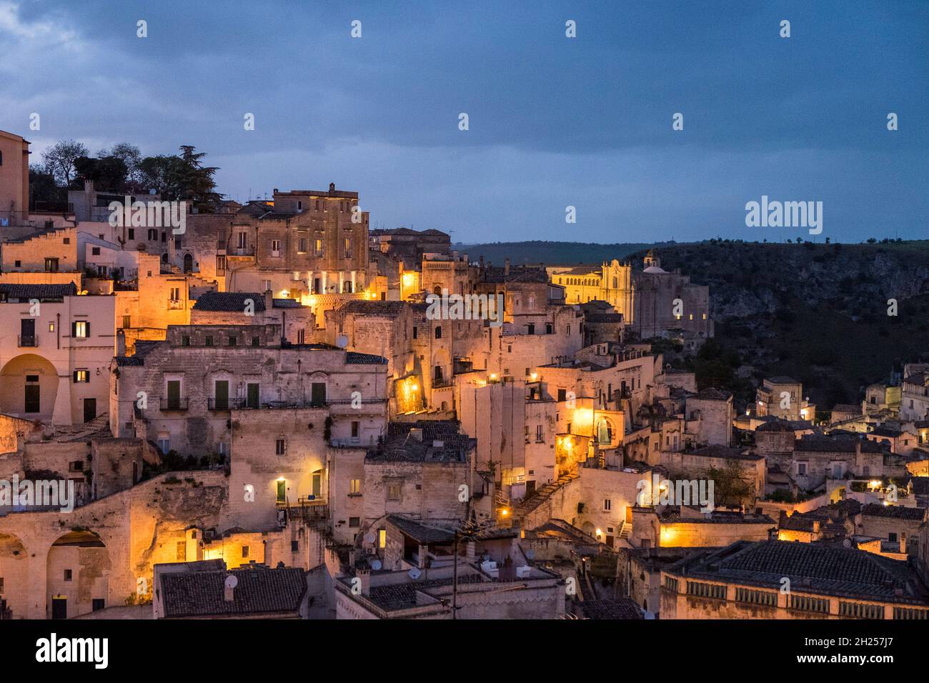 L'Italie, Matera, Sasso Barisano, paysage Banque D'Images