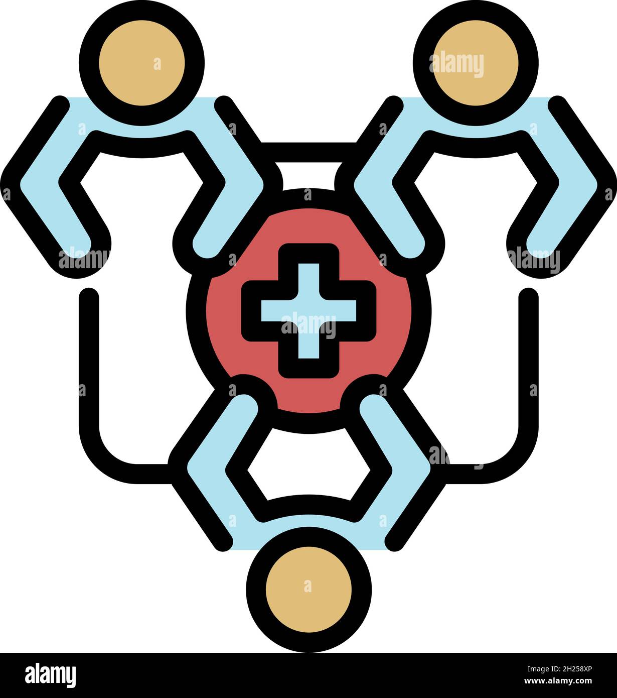 Icône de santé médicale familiale.Contour famille médecine santé vecteur icône couleur plat isolé Illustration de Vecteur