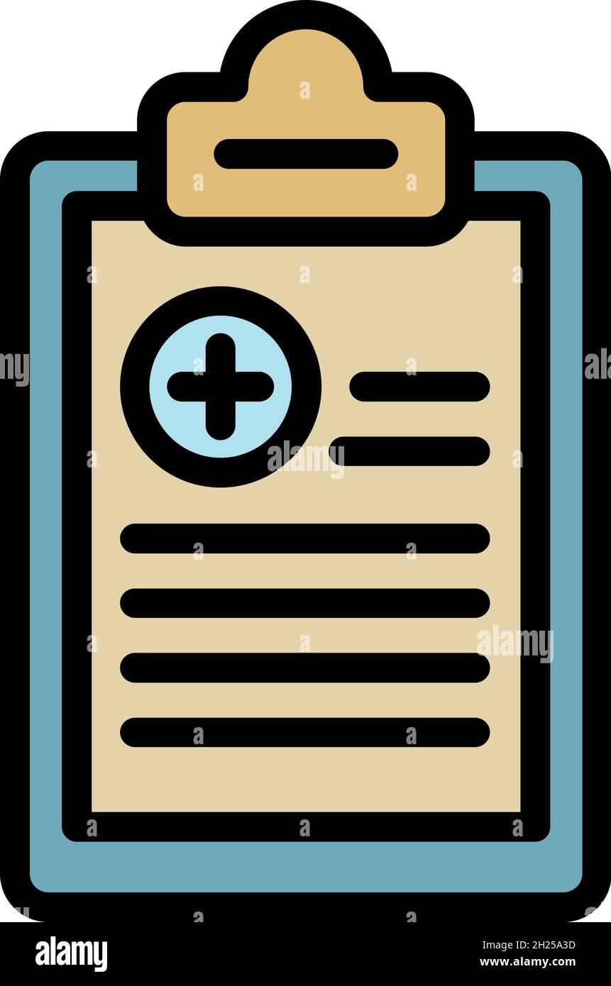 Icône du presse-papiers du patient.Contour du presse-papiers vecteur du patient couleur de l'icône isolée à plat Illustration de Vecteur