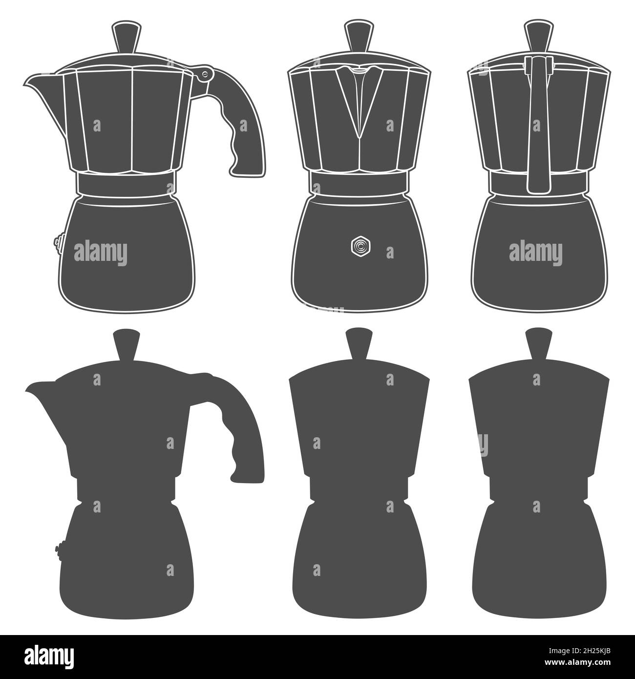Ensemble d'illustrations en noir et blanc des cafetières geyser.Objets vectoriels isolés sur fond blanc. Illustration de Vecteur Ensemble d'illustrations en noir et blanc des cafetières geyser.Objets vectoriels isolés sur fond blanc. Illustration de Vecteur