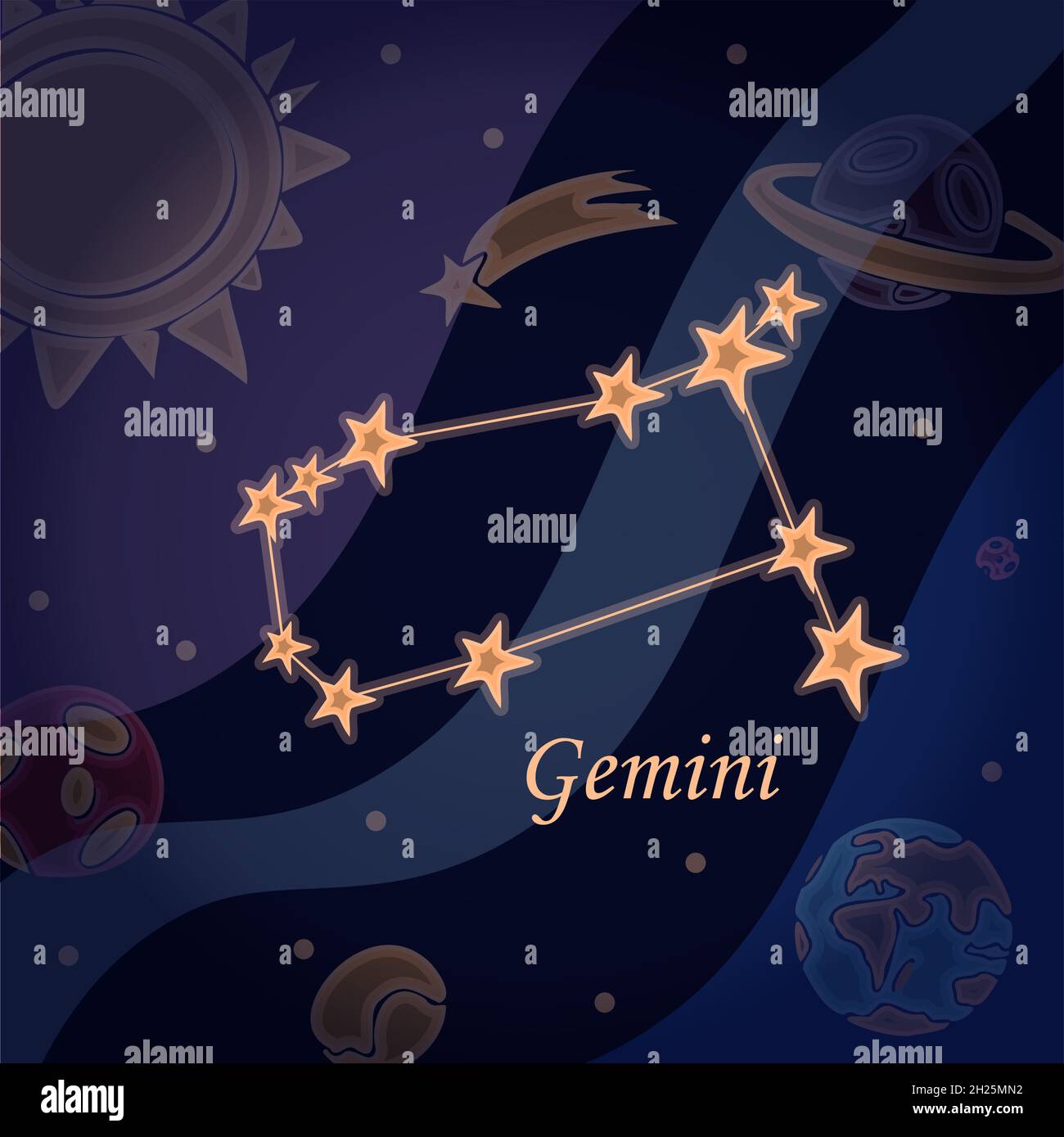Constellation Doodle des gémeaux symbole du zodiaque signes — free download