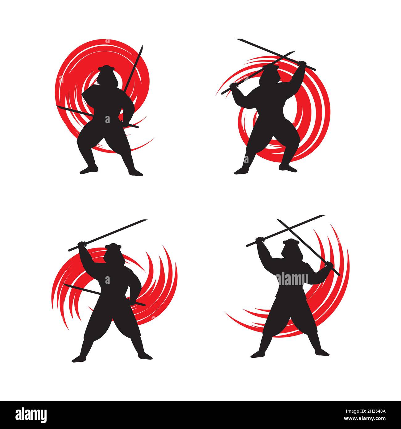 Silhouette Samouraï Icon vector illustration design Banque D'Images