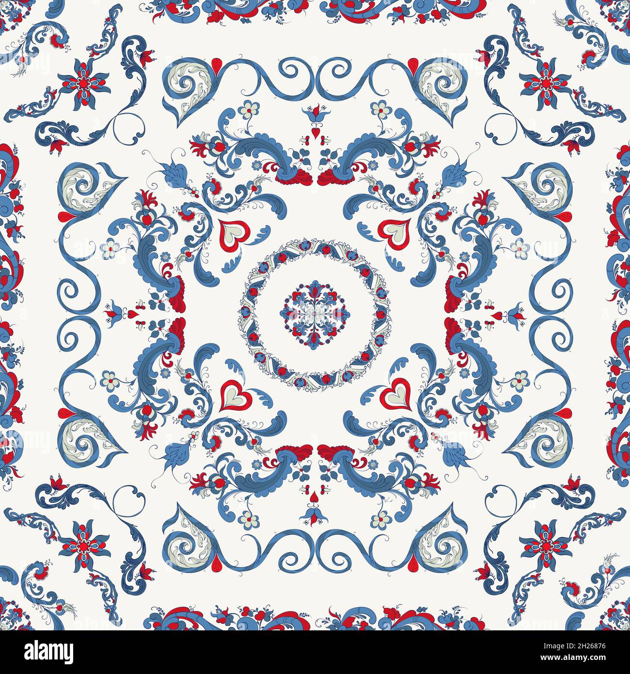Carreaux de Rosemaling, motif décoratif norvégien traditionnel. Illustration vectorielle Illustration de Vecteur