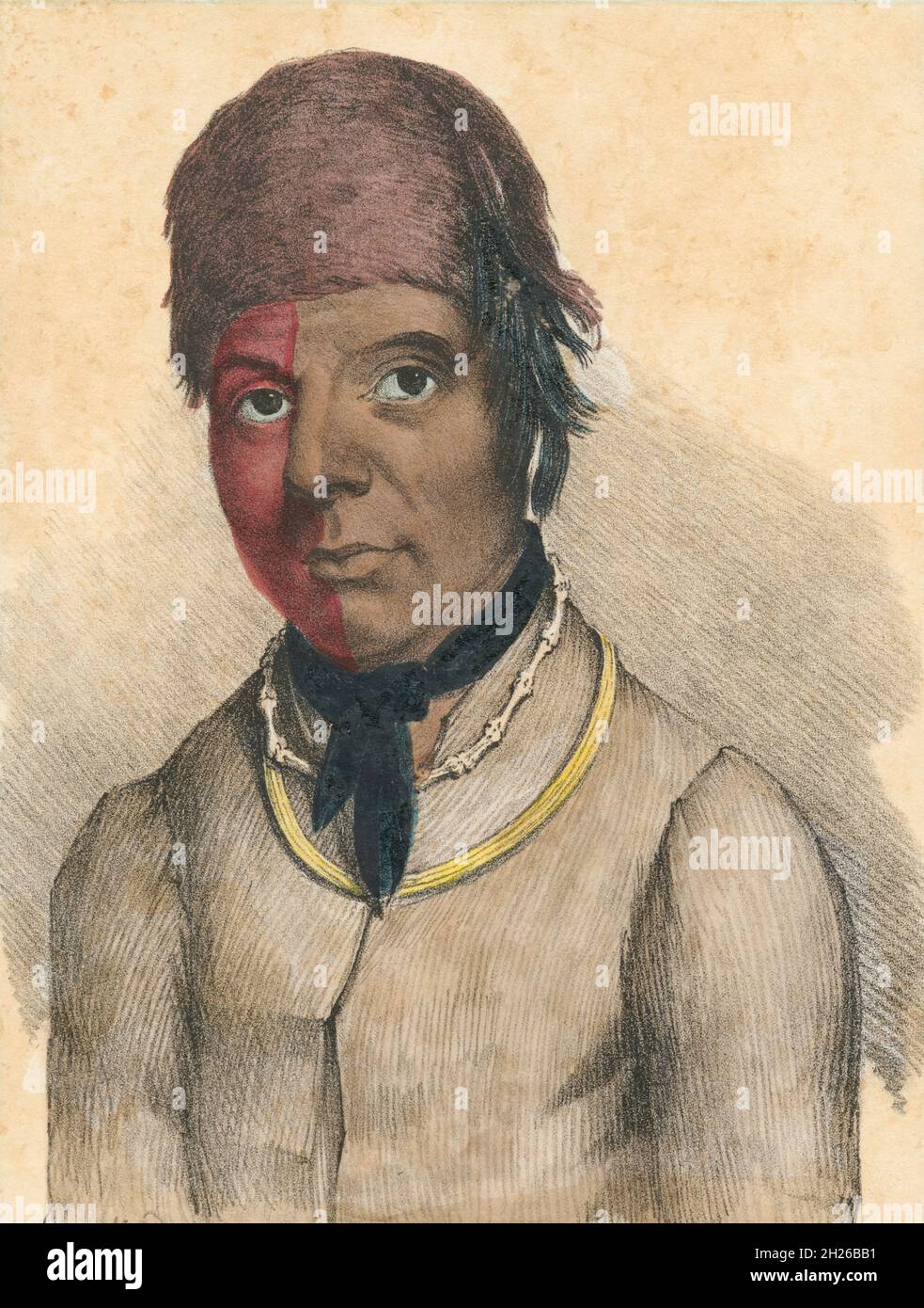 John Skenandoa, également connu sous le nom de Shenandoah, c.1706 - 1816.Chef de la tribu des Oneida, l'une des cinq nations fondatrices de la Confédération iroquois.Il a soutenu les Britanniques pendant la guerre de sept ans, également connue sous le nom de guerre des Français et des Indiens, et pendant la guerre révolutionnaire, il a soutenu les colons.On pense que George Washington a nommé la rivière Shenandoah en son honneur.Après une œuvre d'un artiste non identifié. Banque D'Images