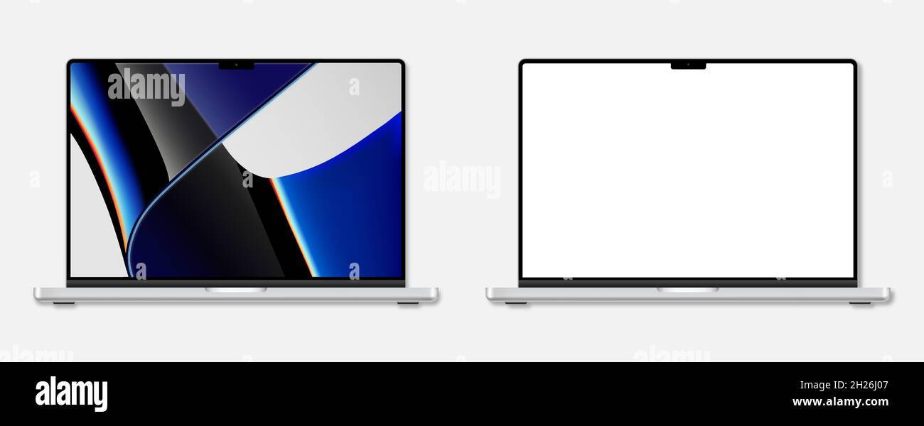 Vinnytsia, Ukraine - 20 octobre 2021 : nouveau modèle de MacBook Pro Apple  avec écran blanc et vierge.Maquette d'ordinateur portable isolée sur fond  blanc Image Vectorielle Stock - Alamy