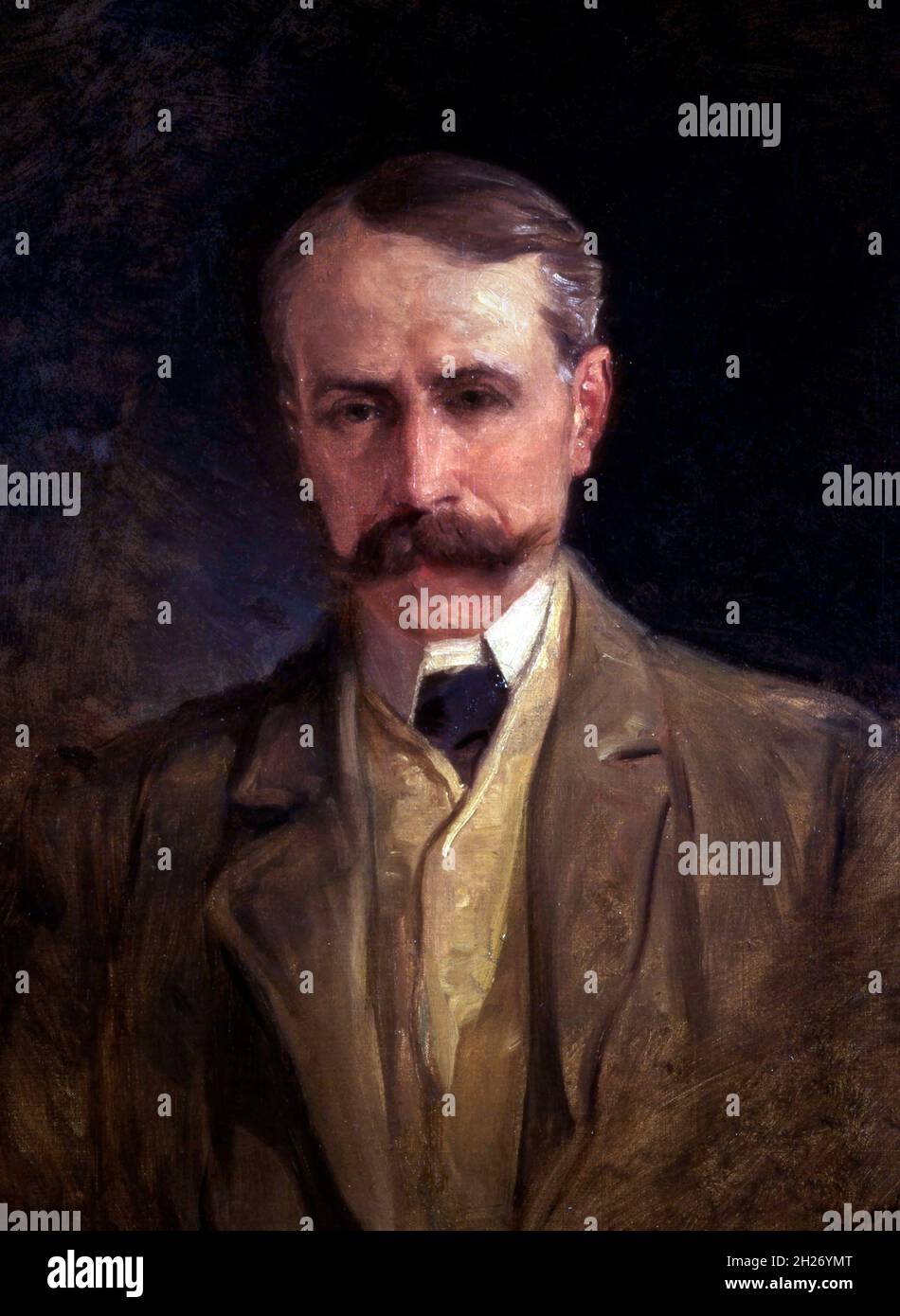 Edward Egar.Portrait du compositeur anglais Sir Edward William Elgar (1857-1934) par Talbot Hughes, huile sur toile, 1905 Banque D'Images