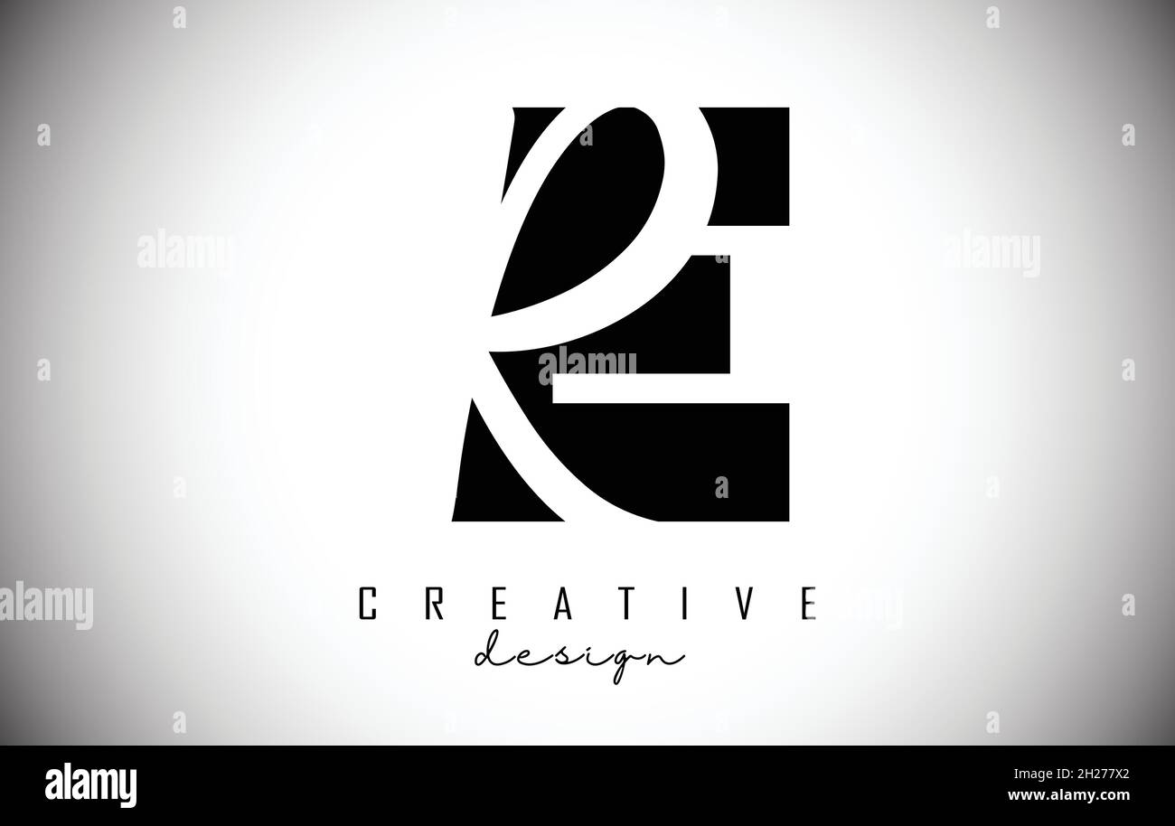 Logo lettres ER au design minimaliste.Lettres E et R avec typographie géométrique et manuscrite.Illustration du vecteur créatif. Illustration de Vecteur